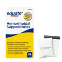 Equate Hemorrhoidal Suppositories, Relief from Burning, Itching and Discomfort of Hemorrhoids, 24 Count (Pack of 1) - Set by Basket Goods