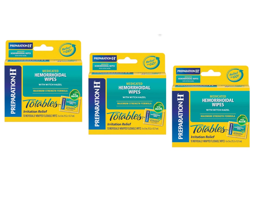 Preparation H Totables Irritation Relief Wipes 10 Each (Pack of 3)