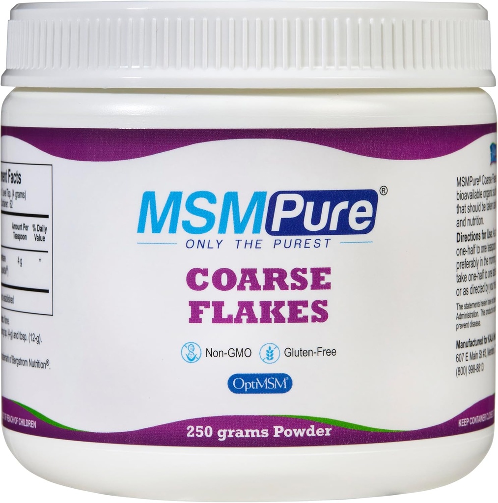 KALA Health MSMPure Coarse MSM Powder Fleakes – US-Made MSM για κοινή υγεία, εμφάνιση του δέρματος, και Hair & Nail Support – 8,8 oz, Organic Sulfur