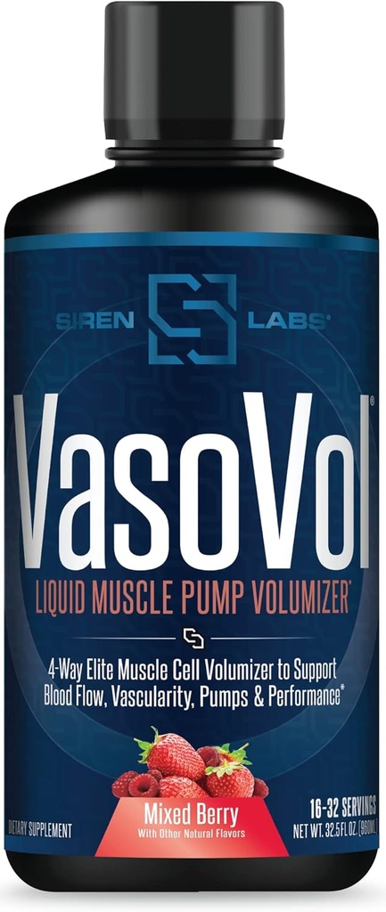 Vaso-VOL Sıvı Kas Pump Volumizer with Agmatine Sulfate - Erkekler için Çalışmalarınızı Vascularity ve Performans ile Sonraki Seviyeye Çıkarmak (Mixed Berry)