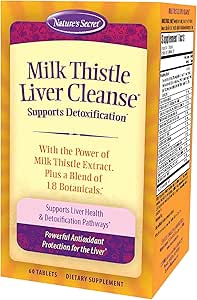 Nature's Secret Milk Butle Liver Cleanse - 60 Tablet - Sağlıklı Yaşamcı Fonksiyonlar ve Detoxification - 18 Botanik Pişteri, Dandelion, Beet, & Artichoke - Doğal Güçlü Antioksit