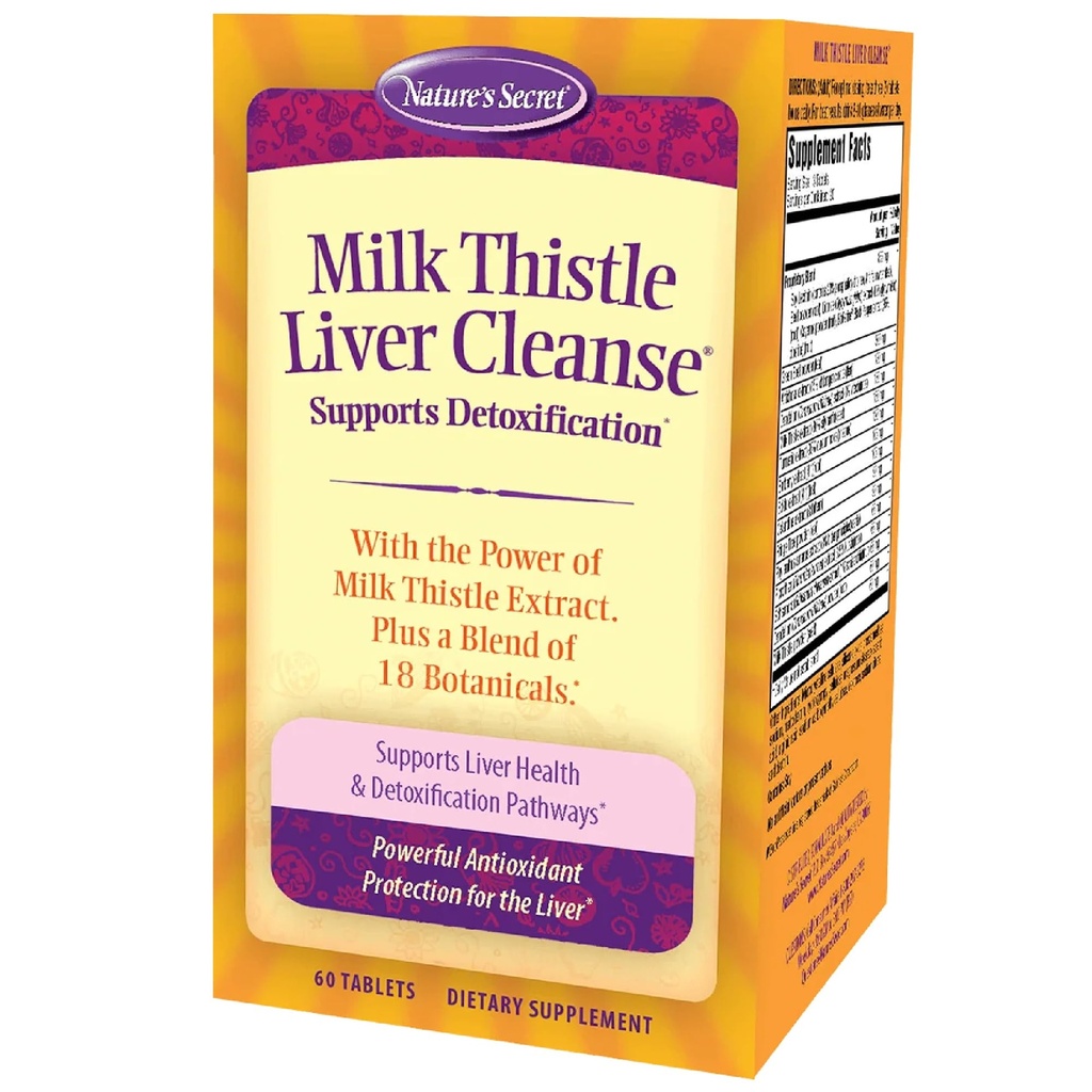 Nature's Secret Milk Butle Liver Cleanse - 60 Tablet - Sağlıklı Yaşamcı Fonksiyonlar ve Detoxification - 18 Botanik Pişteri, Dandelion, Beet, & Artichoke - Doğal Güçlü Antioksit