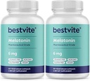 BESTVITE Melatonin 6 mg (240 Vejetaryen Capsules) (120 x 2) - Stearates - Vegan - GMO - Gluten Free