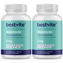 BESTVITE Melatonin 6 mg (240 Vejetaryen Capsules) (120 x 2) - Stearates - Vegan - GMO - Gluten Free