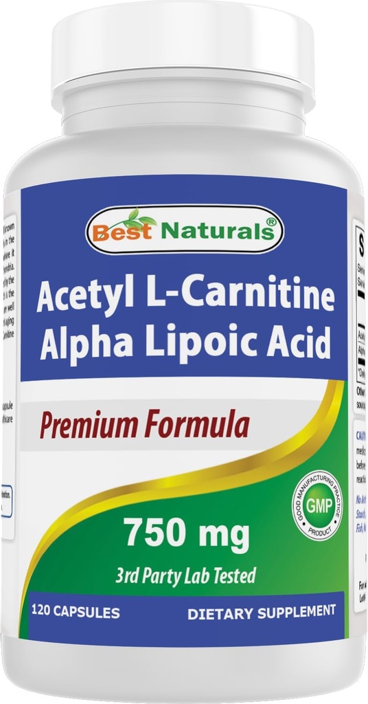En İyi Doğallar Acetyl L-Carnitine ve Alfa Lipoic Asit 750 mg 120 Capsules