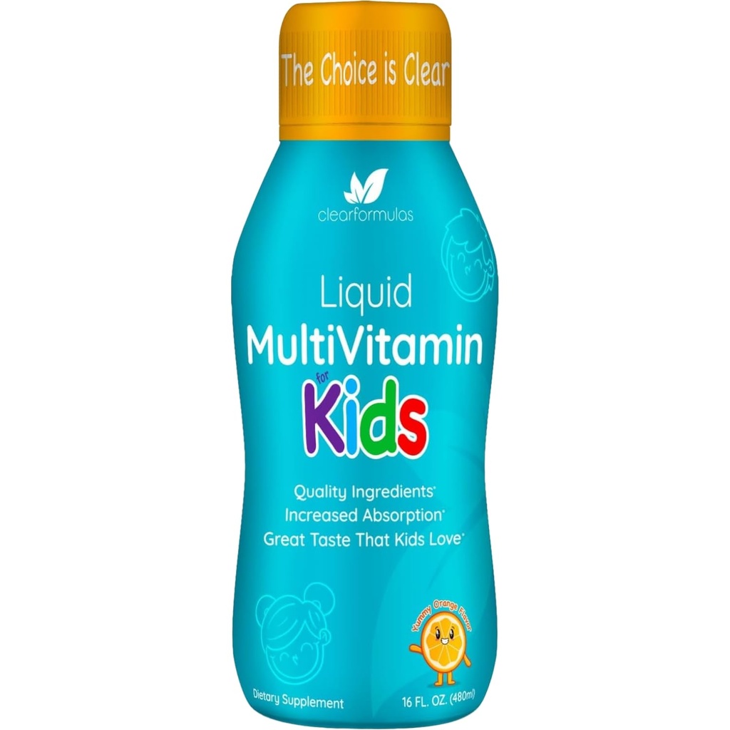 Çocuklar için Şeker Ücretsiz Sıvı Çokvitamin - Yüksek Aborpsiyon Çocuklar A C D E & B Kompleks Plus Quercetin Immune Support Complex - 3rd Parti Test Edildi - Orange Flavor (1 ay)
