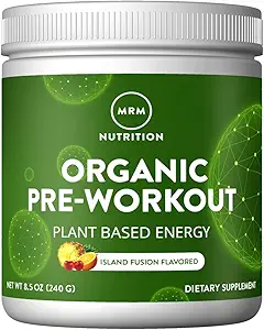 MRM Beslenme Organik Pre-Workout Toz | Island Fusion Flavored | Superfoods + 150 mg Natural Caffeine + adaptogens | Temiz Enerji + Focus| Sağlıklı Kan Akışı | Vegan + Non-GMO | 20 Hizmetler