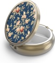 Pill Case Pill Box with Mirror Retro 3 Retment Small Pill Case for Purse or Pocket Bronze Small Roud Pill Box or Vitamins, Fish Oil, Supplements, Pill Containe Travel Hediyeleri (İngilizce) Retro Rose Floral)