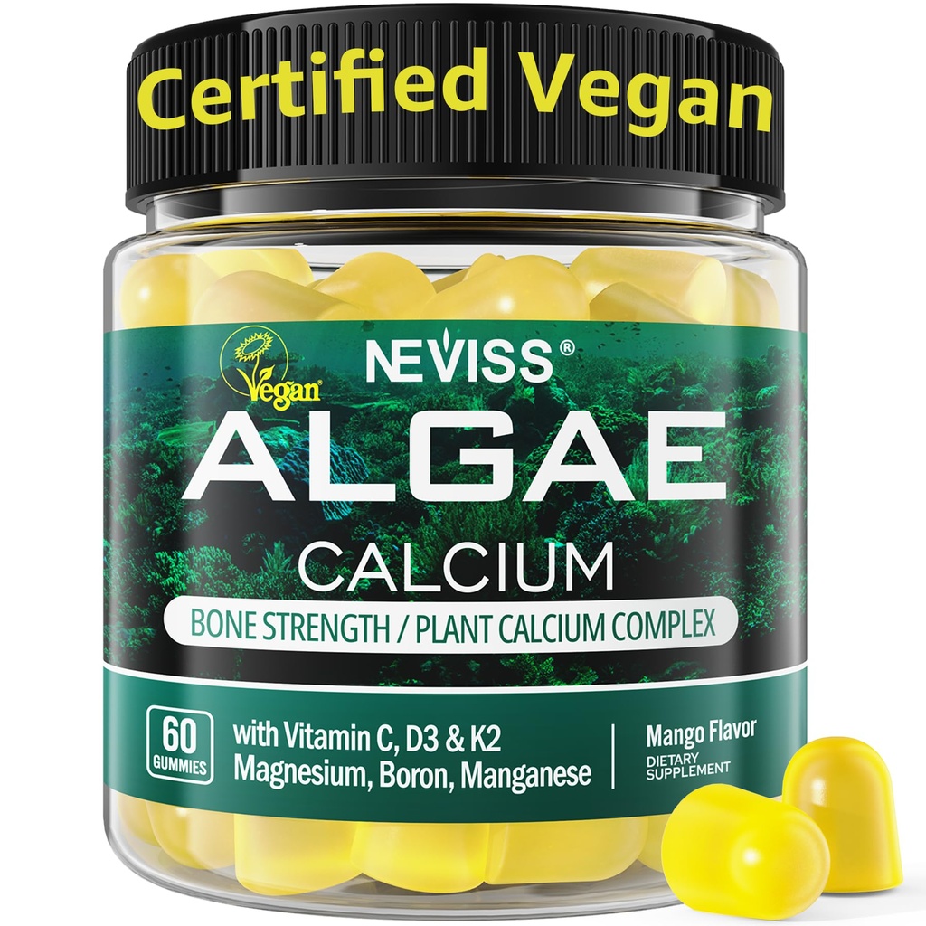 Kadınlar için lobi Gummies + Magneisum Vitamin D3 K2, C, çinko, Boron, Sürdürülebilir Algae (3rd Parti Test Edildi) Bone Strength, Nerve,uba Absoption, Sugar Freeuba Supplement, Vegan, 60 Counts