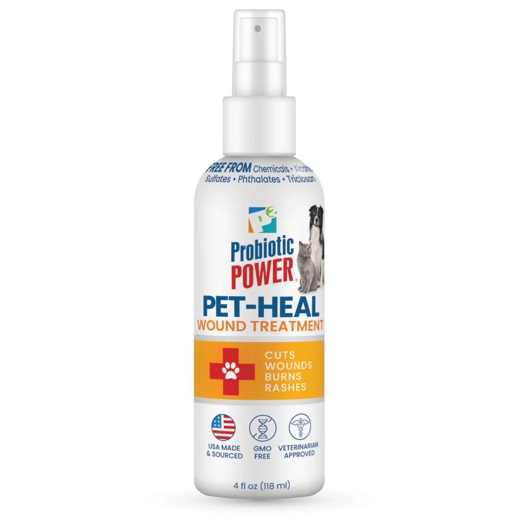 Pet Heal Probiotic Spray for Dogs & Cats, Natural Skin & Wound Area Care Formula with Bacillus Probiotics, Coconut Surfactant, Organic Glycerin, pH Balanced Pet Hygiene Spray, 4 oz