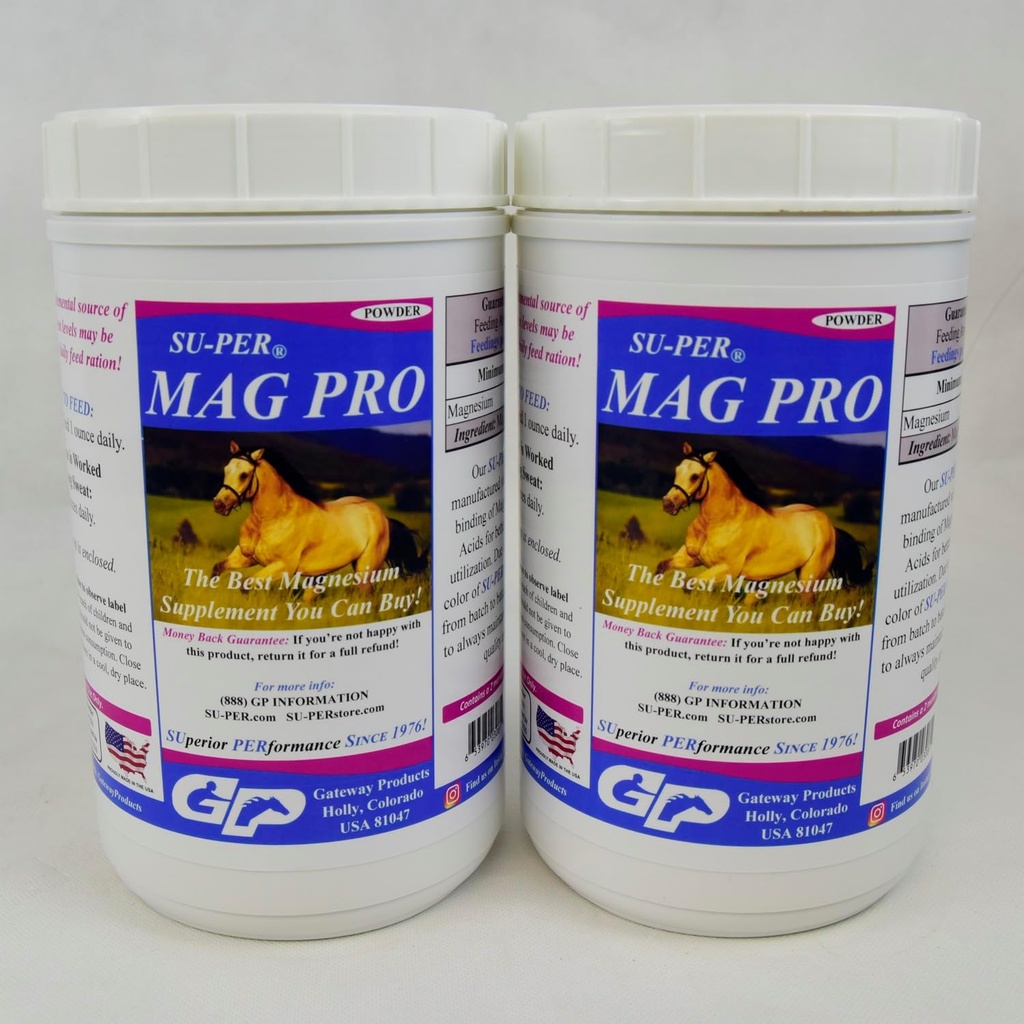 SU-PER Mag Pro Horse Calming Supplement - Destek Normal Davranış ve Calming Etkisi - Atlar için Magnezyum - 4 Pound, (2 Pack)