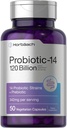 Horbäach Probiyotiks 120 Milyar CFU | 14 Strains with Prebiyotiks | for Women & Men | 50 Capsules | Vegetarian, Non-GMO & Gluten Free Supplement Supplement