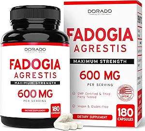 Fadogia Agrestis 600mg Extract - (180 Capsules) - [Maximum Strength] - Strength, Drive, Athletic Performance, Muscle Mass - Third Party Tested - Zero Fillers - Gluten Free, Non-GMO, Vegan Capsules
