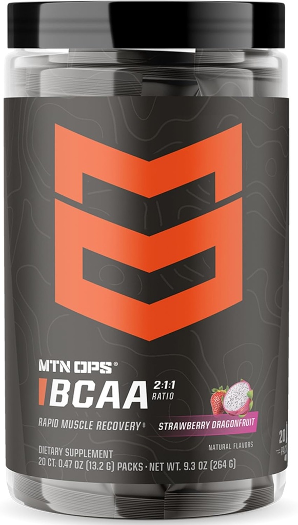 MTN OPS BCAA Toz 2:1: Merter Asits Supplement Toz Hızlı Kas Kurtarma ve Sıfır Şeker & Gluten Free - 20Servings, Strawberry Ejder Yolu Paketleri
