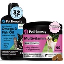 Omega 3 Fish Oil & Multivitamin Max Strength Sche: Wild Caught Omega 3 Supplement & 15in-1 Dog Vitaminleri Skin, Coat ve Sağlık (32oz)