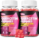 Quercetin Gummies - Quercetin με βιταμίνη C και ψευδάργυρο + Bromelain + Elderberry + Βιταμίνη D3-1200mg Quercetin Συμπληρώματα για Παιδιά και Ενήλικες Ανοσία & Αλλεργία Υποστήριξη (2 Pack)