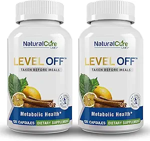 Natural Cure Labs Level Off Anti Spike Formula Glucose Supplement - Capsules for Metabolic Health, Helps Moderate Glucose Spikes, Vegan, Non-GMO, Gluten Free (240 Kont)
