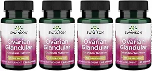 Swanson Ovarian Glandular - Doğal Supplement Kadın Glandular Sağlık ve Denge Desteği - Premium Bovine Tound to Support Wellness - (60 Capsules, 250mg Her) (4 Pack)