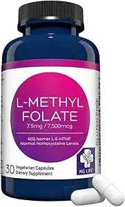 MD Life L-Methylfolate 7.5 mg Supplement - Profesyonel-Grade Active L Torchfolate Supplement - 90 Capsules - L-Methylfolate 7.5 mg - maksimum Potency MTHFR W / Essentials
