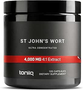 1000 mg Ultra High Strength St. John's Wort Capsules (Non-GMO) - 7X Yoğun Ekstraksiyon -% 0.3 Hypericin - Yüksek Lisanslı ve Biyo kullanılabilir - 120 Capsules