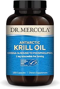 Dr. Mercola Antarktika Krill Oil - 1000 mg - Omega-3 Supplement with EPA & DHA - Supports Brain, Heart, Joint & Immune Health - GMO-Free, Gluten-Free & Soy-Free - 180 Capsules (90 hizmet)