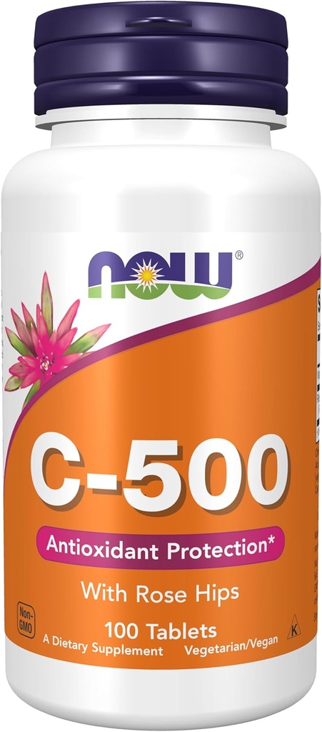Şimdi Gıdalar, Rose Hips ile C-500 Vitamini, Antioksi Koruma*, 100 Tablet