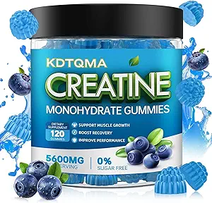 Creatine Monohydrate Gummies for Men & Women 120 CT - 5600mg Creatine Monohydrate per Serving, Chewable Creatine Monohydrate for Muscle Support & Energy Boost, Sugar Free, Vegan (Blueberry Flavor)