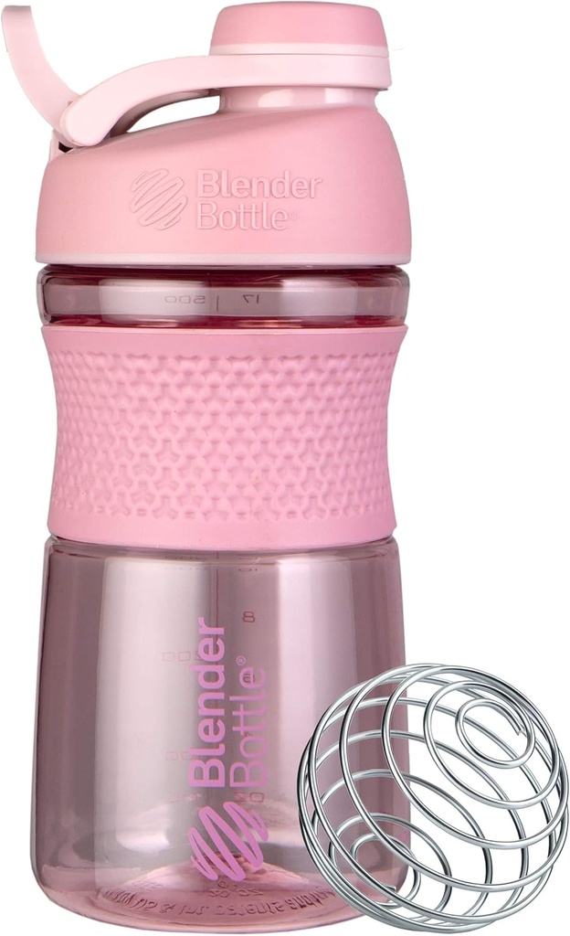 BlenderBottle SportMixer Shaker Şişe Protein Shakes ve Pre Workout, 20Ounce, Rose