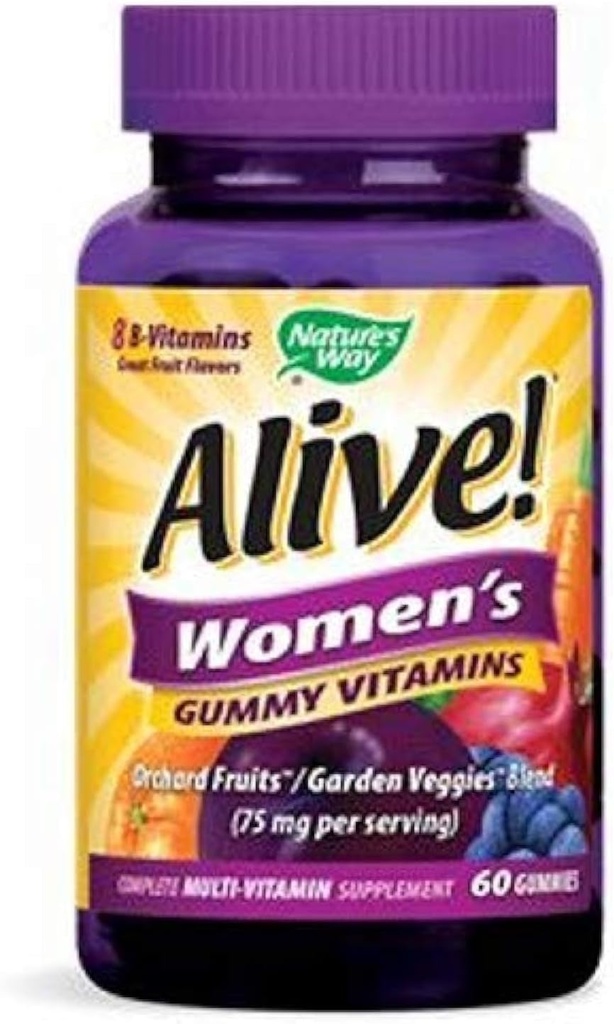 Doğanın Yolu Alive! Kadınlar Gummy Multivitamin, 16 Vitamin ve Mineraller, Enerji Metabolism*, Saç Skin & Nails*, Vejetaryen, karma Berry Flavored, 60 Gummies (Pazar Mayıs Vary)