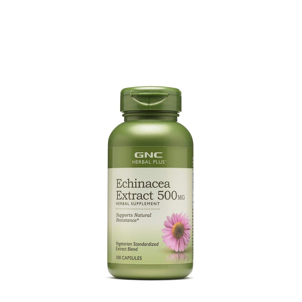 GNC Herbal Plus Echinacea Extract 500mg συμπλήρωμα, χορτοφάγοι, υποστηρίζει φυσική αντίσταση, 100 υπηρεσίες