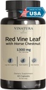 VINATURA Red Vine Leaf Extract - Horse Chestnut, 1300mg/serving *USA Made and Tested* Κυκλοφορία και Vein Υποστήριξη για υγιή πόδια - Βοηθά τη ροή του αίματος, κυκλοφορία ποδιών - 60 κάψουλες (30 εξυπηρετούν)