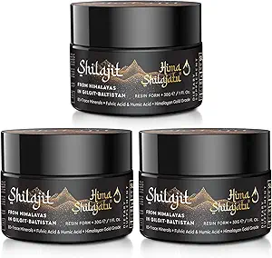 Shilajit Purest Himalayan Organik Shilajit Giyim - Altın Sınıf %100 Saf Shilajit with Fulvic Acid & 85+ Trace Minerals Kompleks for Energy & Immune Support, Pack of 3 (6 Ay Supply)