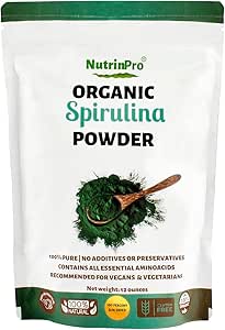 USDA Organik Spirulina Tozu ve Smoothy Mix; 100% Doğal ve Gluten Free, Yüksek Protein, Vitaminler, Antioksiler ve Mineraller (12 Ounces) (1)