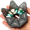Pill Organizer, Pill Box, Small Pill Case, Tıp Pill Organizer 1 Gün Bir Gün, Haftalık Pill Organizer, Pill Konteyner, Pill Holder, Daily Pill Organizer Travel Pill Organizer 7 Gün (Black)