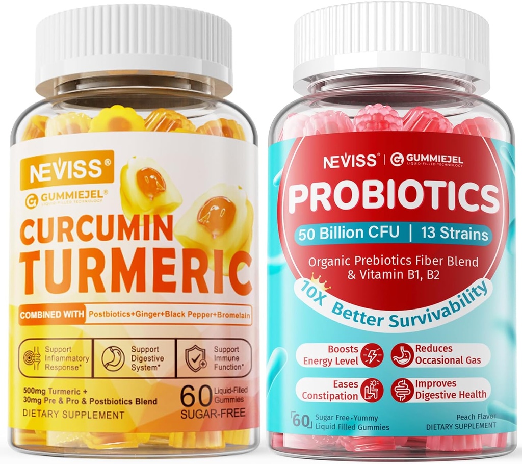 Χωρίς ζάχαρη Κουρκουμίνη γεμάτη Gummies + Ζάχαρη δωρεάν Προβιοτικά Gummies