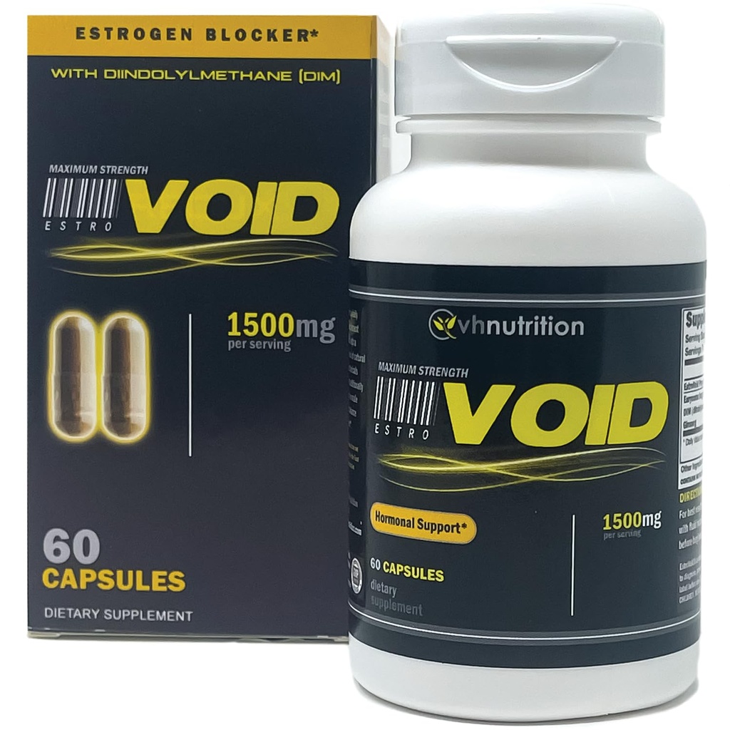 VH Nutrition ESTROVOID | Estrogen Blocker for Men | 1500 mg Max Strength Natural Aromatase Inhibitor* W/DIM, Longjack, Ashwagandha, Eleuthero, Cordyceps, Rhodiola, & Panax Bournemouth
