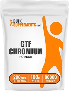 BulkSupplements.com Chromium GTF Toz - Kromium Polynicotinate - Gluten Free & Yeast Free, 1.25 mg per Service (200mcg), 100g (3.5 oz) (Pazar 1)