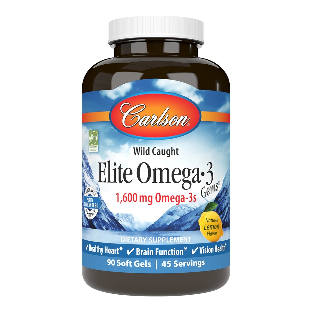 Carlson Labs Vahşi Caught Elite Omega-3, 1600 mg, Omega 3s, Soft Gels, 90 Count