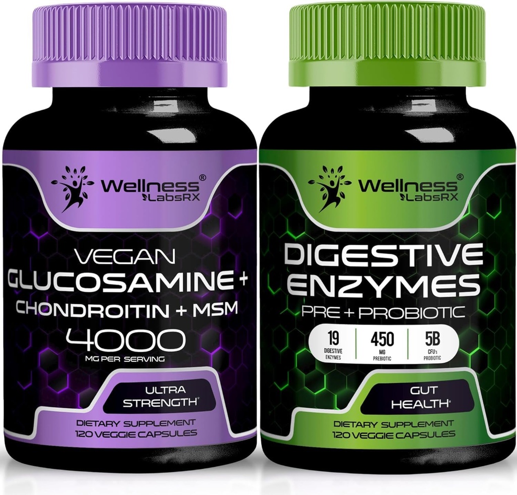 WELLNESS LABSRX Digestive Enzymes Capsules | Glucosamine Chondroitin Capsules
