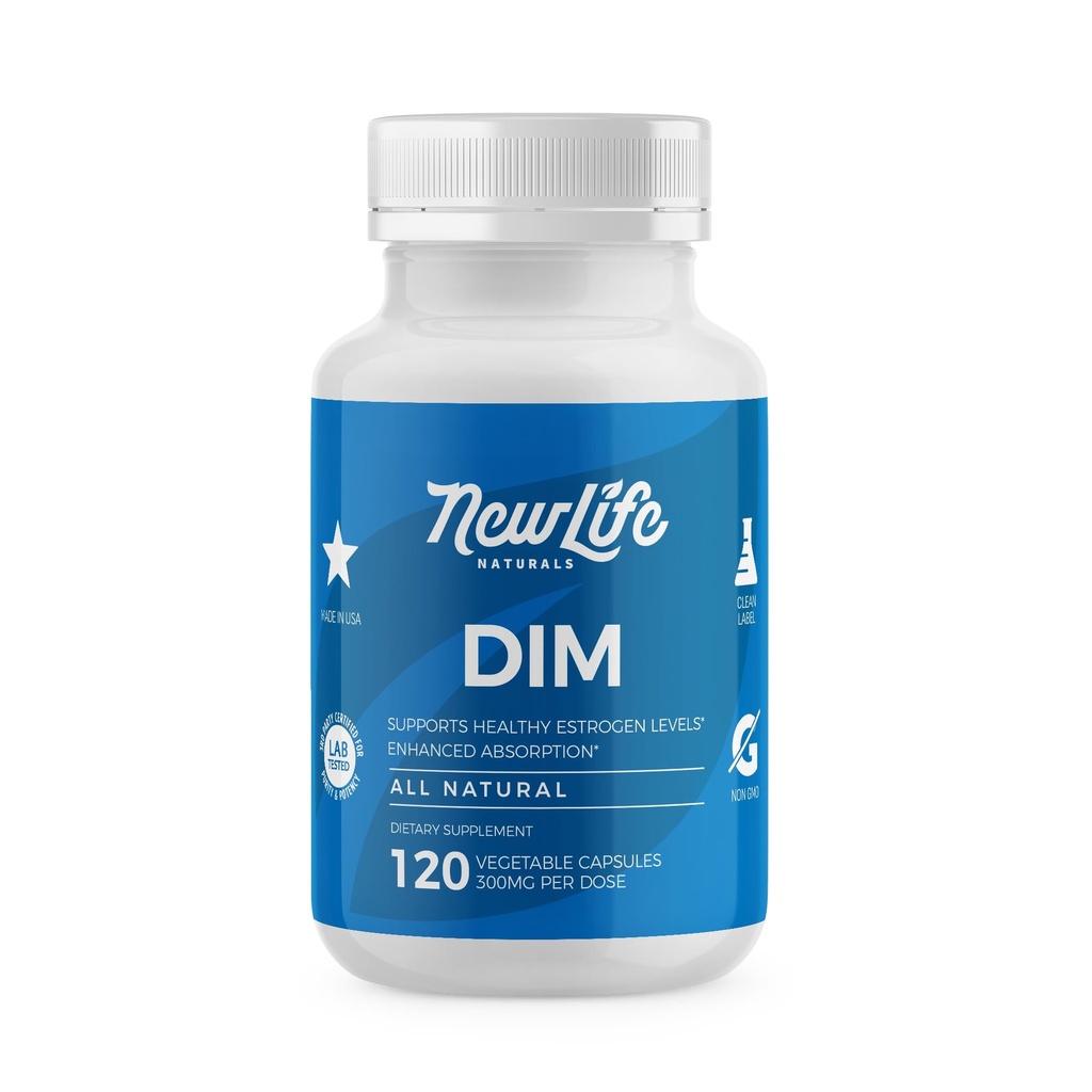 NewLife Naturals DIM Supplement 300 mg, Women & Men - Hormonal Acne Pills, Menopause Relief | Sağlıklı Estrogen Seviye | Hormonal Denge - 120Day Supply