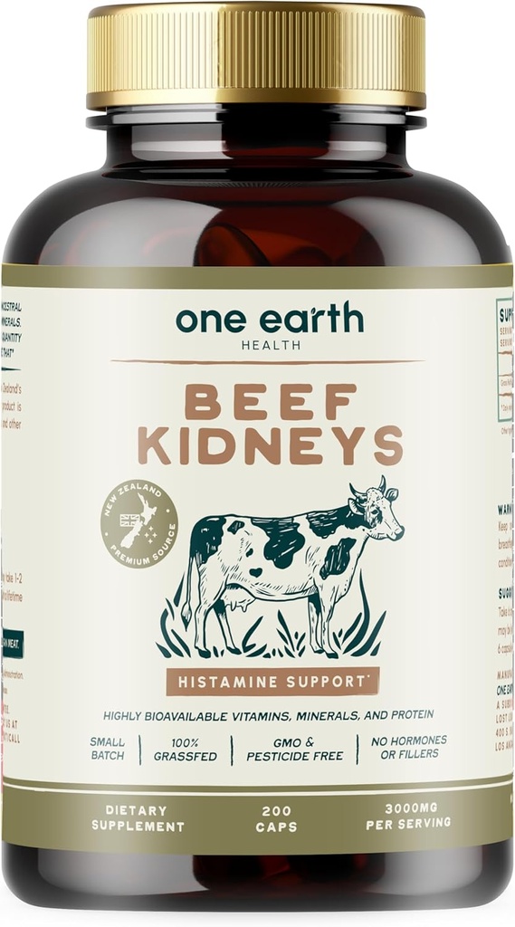 Grass Fed Beef Kidney Supplement - (200 Count) Yeni Zelanda Kidney Desteği ve DAO Health için Kaynaklandı