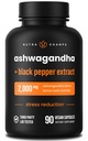 NutraChamps Organik Ashwagandha Capsules, 2000 mg Adrenal Fatigue, Tiroid & Mood Support Ashwagandha Supplements, Ashwagandha Root Toz & Lemon Balm, Black Pepper ile Üstün Aborpsiyon