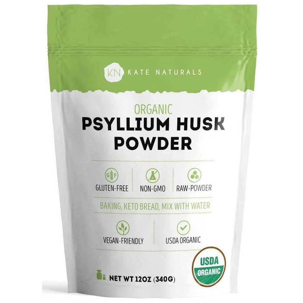 Kate Naturals Psyllium Husk Toz, Fiber & Digestion için. Köpekler ve Kediler için Psyllium Tohum Tozu (12oz, Organik, Gluten Free, Pet Safe)