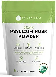 Kate Naturals Psyllium Husk Toz, Fiber & Digestion için. Köpekler ve Kediler için Psyllium Tohum Tozu (12oz, Organik, Gluten Free, Pet Safe)