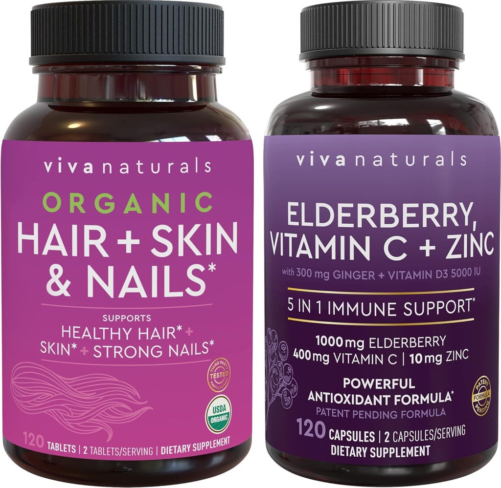 Organik Saç Ciltleri ve Çiçeği + Yaşlılar, Vitamin C & Çinko (1994), Sağlıklı Saçlar Için Biotin 5000mcg, Antioksi ve Immune Support