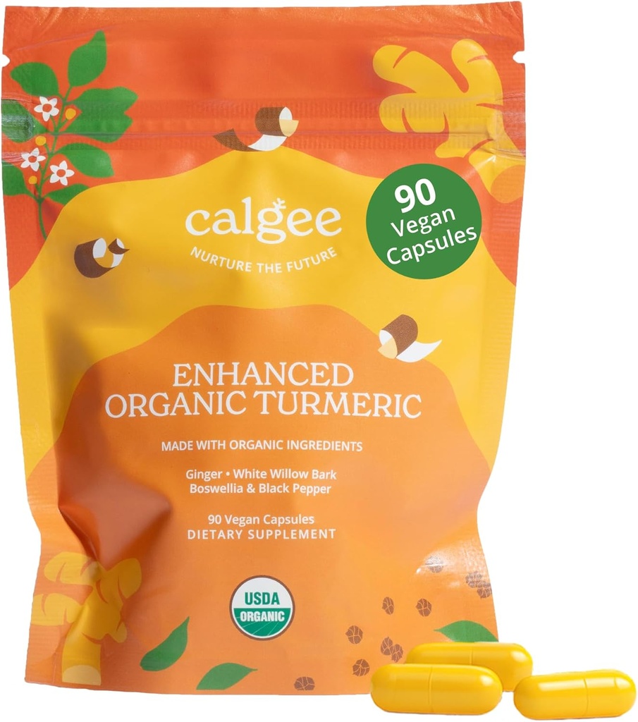 Premium 5-in-1 Turmeric Curcumin 1100 mg Supplement: Black Pepper, Boswellia & White Willow, USDA Organik Ortak Wellness Desteği, ABD'de Yapılmış, 3. Parti Test Edildi - 90 Ct.