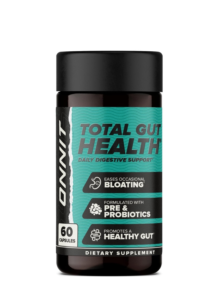 ONNIT Total Gut Health Daily Digestive Support, IGENTM Non-GMO Tested Digestion Supplement for Women and Men with 7 Strains of Probiyotiks, Prebiyotiks, Enzymes and Betaine HCL, 60 Count