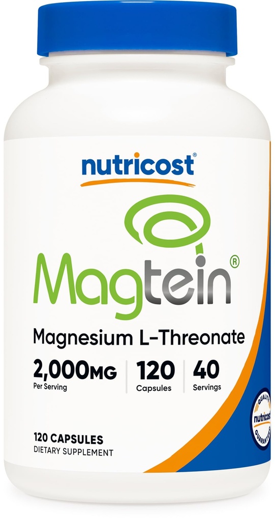Nutricost Magnesium L-Threonate As Magtein 2000mg, 120 Capsules - Non-GMO, Gluten Free, Vegetarian Friendly