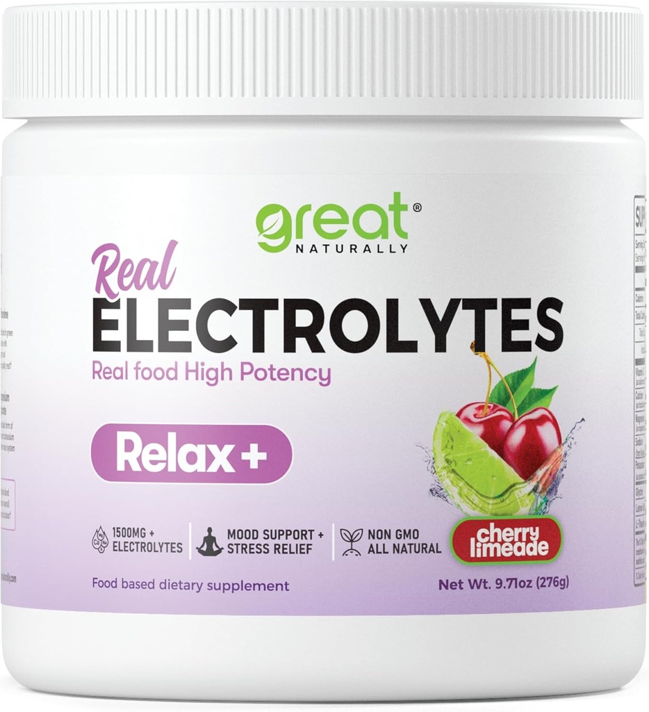 Rahat + Cherry Limeade Calming Electrolyte Supplement: Hydration & Mood Support for Relaxation, Stress Relief, Adrenal & Cortisol Support - Glycine, L-Theanine, Lemon Balm - USA Made