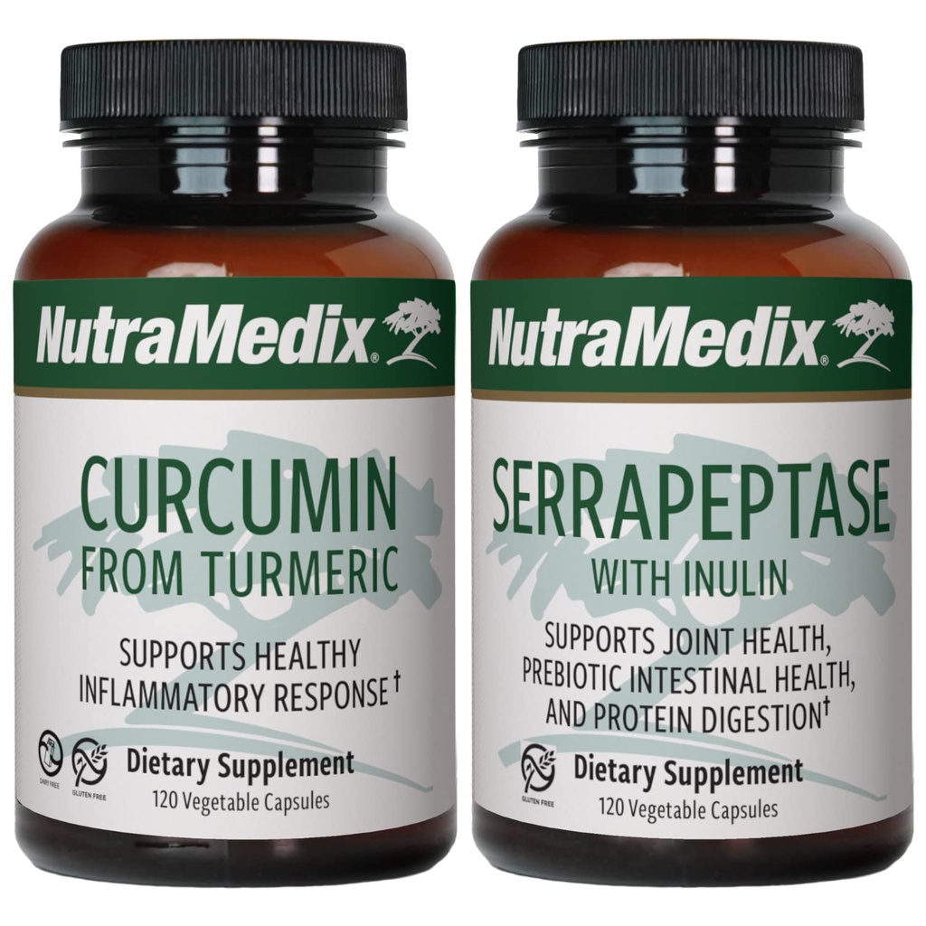 NutraMedix Ortak Destek Paketi - Turmeric ve Serrapeptase Enzyme Support Capsules for Joint Support and Health Inflammatory Response Support - 2Piece Supplement Set